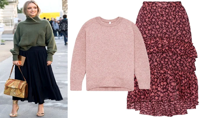 Ένα oversized πουλόβερ και μια fluy φούστα για ένα κομψό ντύσιμο jpeg